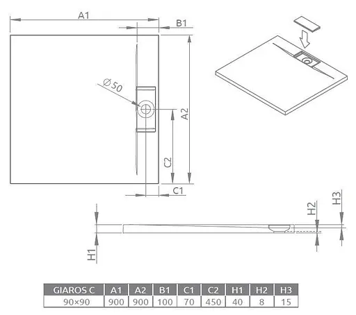 Душевой поддон Radaway Giaros C 90x90 MKGC9090-03 - фото 3