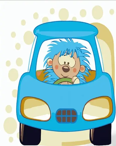 Набір для розпису по номерах Їжачок на машинці, Strateg, 30x30 см, ES122