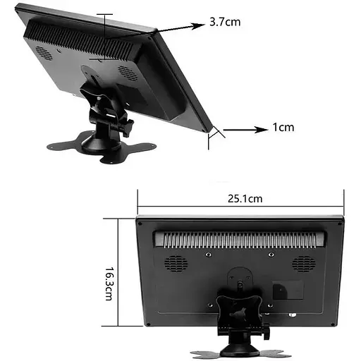 Автомобильный монитор Podofo K101 для камеры заднего вида 10 дюймов 1024х600 AV, HDMI, VGA - фото 5