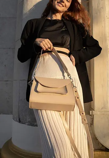 Жіноча шкіряна сумка Liv бежевий краст - фото 5