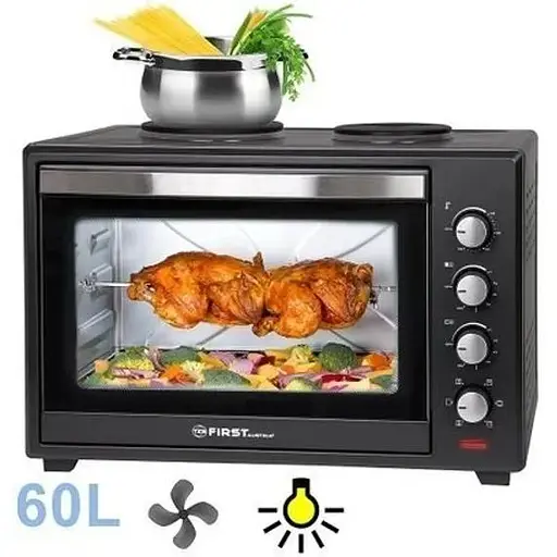 Электрическая печь First FA-5045-5 3400Вт 5 режимов 60 л с конфорками, конвекцией, вертелом, грилем и подсветкой - фото 6
