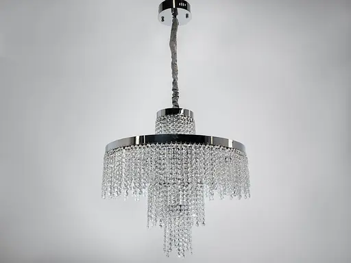 Кришталева люстра LED 376 золотиста з двома рівнями підвісок - фото 2