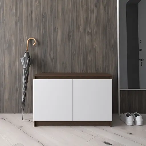 Тумба для взуття Vays R-20 Венге Темний-Білий фасад, без ручок, ЛДСП, 80×40×53 см - для передпокою, коридору