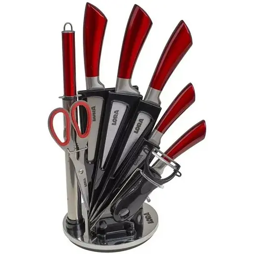 Набір ножів з підставкою 9 шт. Red (NS42SETKN)
