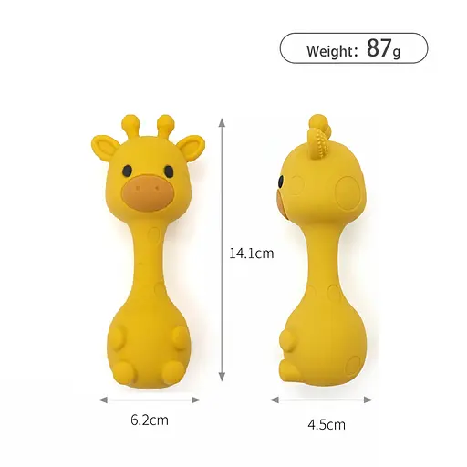 Силіконовий гризунець-брязкальце Cheeks «Жираф» 2 в 1 жовтий — перший м’який друг вашого малюка - фото 2