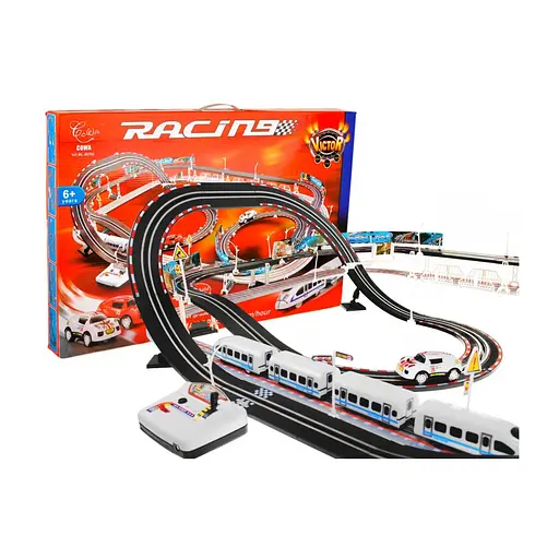 Электропоезд Ramiz 2в1 для гонок на дистанционном управлении+локомотивы+вагоны+машина ML-50703