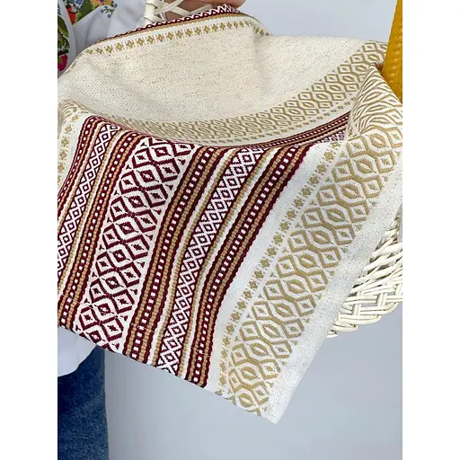 Комплект Великодній  кошик Галичина біла з рушником 70х45 см Промінь та свічка - фото 3