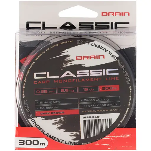 Леска Brain Classic Carp Line (dark brown) 300 м 0.25 мм 15 lb 6.6 кг - фото 2