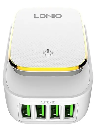 Зарядное устройство адаптер на 4 выхода Ldnio A4405 + лампа ночник - фото 1