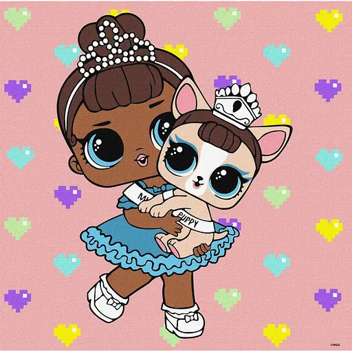 Картина за номерами "L.O.L. Surprise! TroopSurprise Miss Baby With Miss Puppy" Ідейка KHO6291, 40х40 см - фото 1