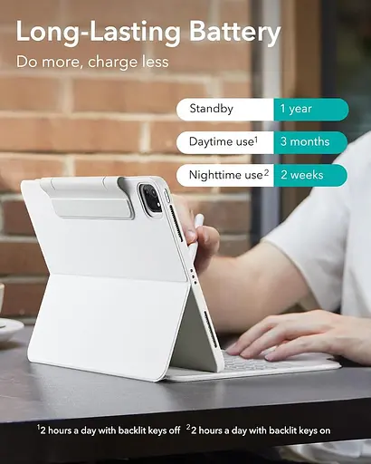 Чохол із клавіатурою ESR для iPad Pro 11 дюймів (1ª, 2ª, 3ª, 4ª покоління) та iPad Air (4ªª, 5ª покоління), знімний магнітний - фото 6