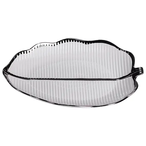 Фарфоровое блюдо для сервировки стола в форме листьев 31×20×3 (см) блюдо для подачи закусок Серебро Yiwu ML6047 - фото 3