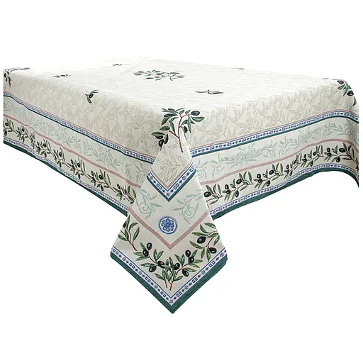 Скатерть Lefard Home Textile Baena гобеленовая 260х140 см бежевая с зеленым (732-090) - фото 1