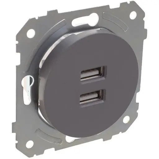 Розетка Brille WB-2USB Grey (42-292)