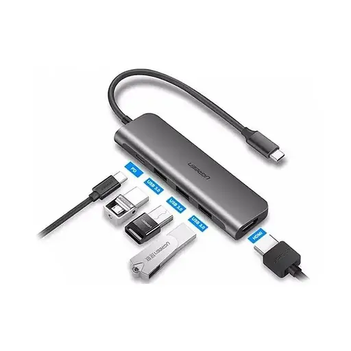 Хаб адаптер Ugreen CM136 Type-C - на HDMI 3xUsb 3.0 Type-C PD (50209) - фото 6