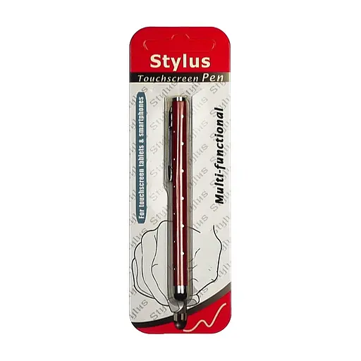 Стилус ємнісний, алюмінієвий, з кристалами, червоний - фото 3