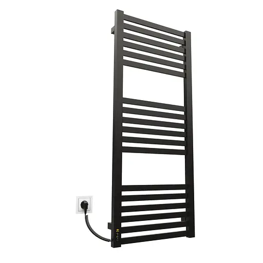Электрический полотенцесушитель Kosser Герда 1200x500 EL тайм. черный ДГ04EL, Черный матовый, Левое - фото 1