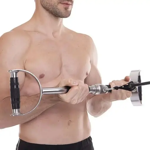 Ручка для верхньої тяги York Fitness 60см з паралельним хватом вигнута з гумовими рукоятками, хром - фото 7