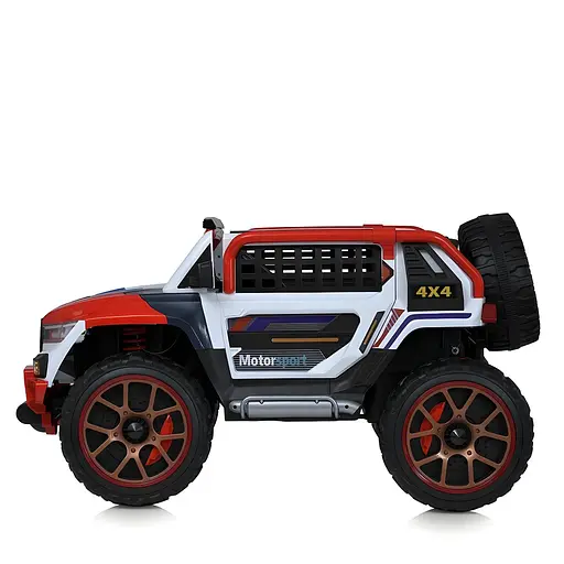 Электромобиль детский M 5850EBLR-1 Джип 4 мотора 45W 2 аккумулятора 12V7A MP3 USB светло-бело-красный - фото 7