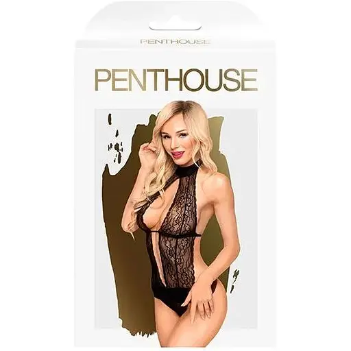 Боди с высоким воротником и глубоким декольте Penthouse - Perfect Lover Black S/M - фото 3