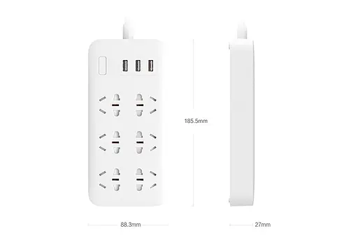Подовжувач Xiaomi Mi Power Strip (6 розеток + 3 USB-port) фільтр універсальний білий - фото 4