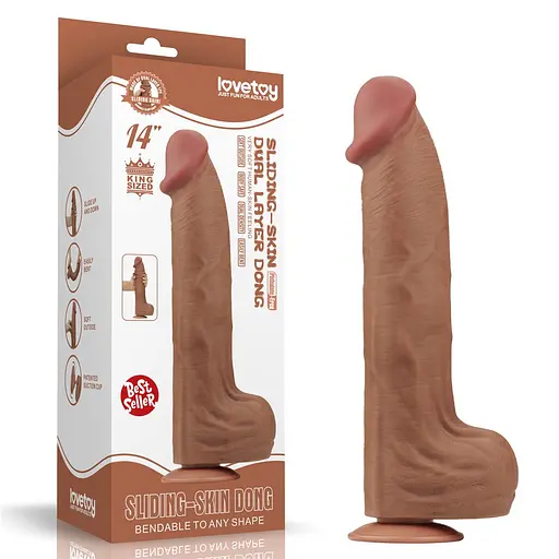 Фалоімітатор LoveToy Sliding-Skin Dual Layer Dong King Sized 36 см тілесний - фото 22