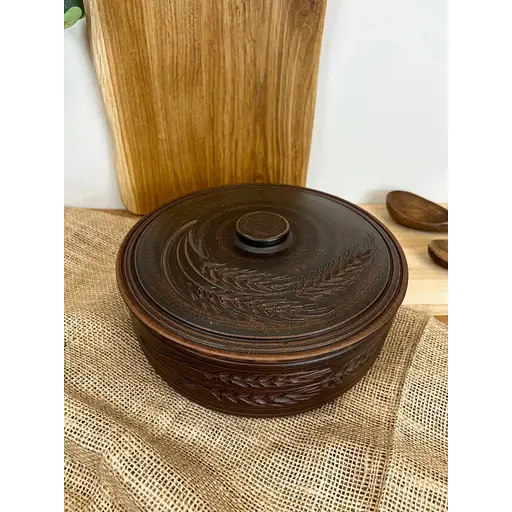 Супник 2.5 літра керамічний (глиняний) різьблений Колосок - фото 2