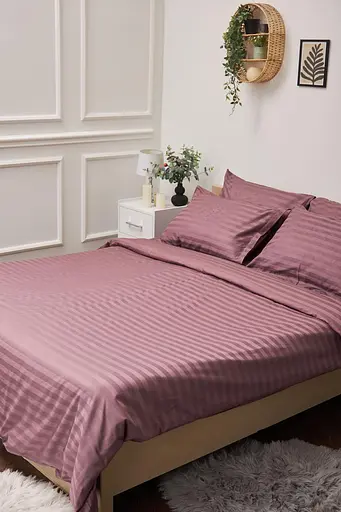 Комплект постільної білизни Moon&Star євро 200х220 наволочки 4х50х70 Garnet Satin Stripe - фото 1