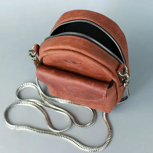 Міні-сумка Kroha коньячна вінтажна - фото 7