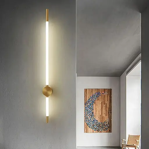 Лінійний настінний латунний світильник Line F Pipeline 100 см Арт. WB4/1000 AB - фото 1