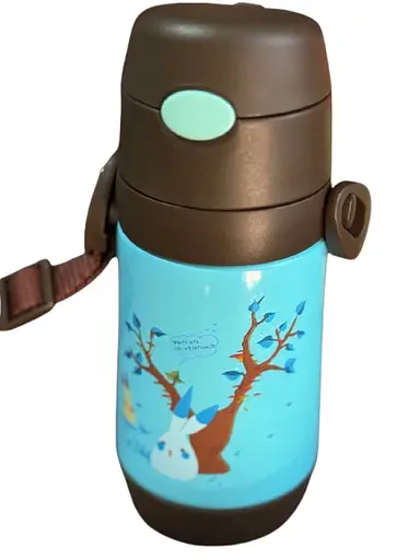 Термос-поїлка Stenson MT-2090-50 дитяча з трубочкою 350мл Коричнево синій - фото 3