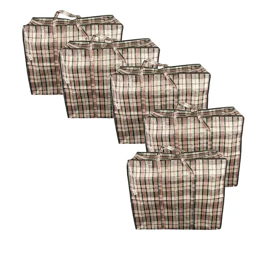 Набір із 5 сумок господарських поліпропіленових баул у клітинку 55х43.5х24.5 см, A-plus Різні кольори 87898 - фото 2