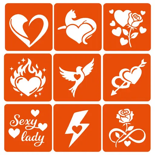 Набор для био-тату "Love Story #2 - глиттер" Fresh Tattoo set-love-story-2-glitter 9 трафаретов - фото 3