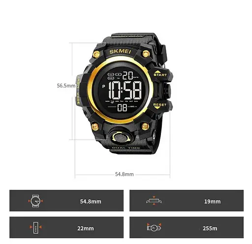 Годинники чоловічі спортивні Skmei 2140 hamlet (Чорний з золотистим) - фото 10