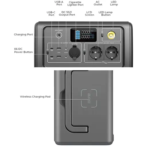 Зарядная станция BLUETTI PowerOak EB70 1000W 716Wh Grey - фото 4
