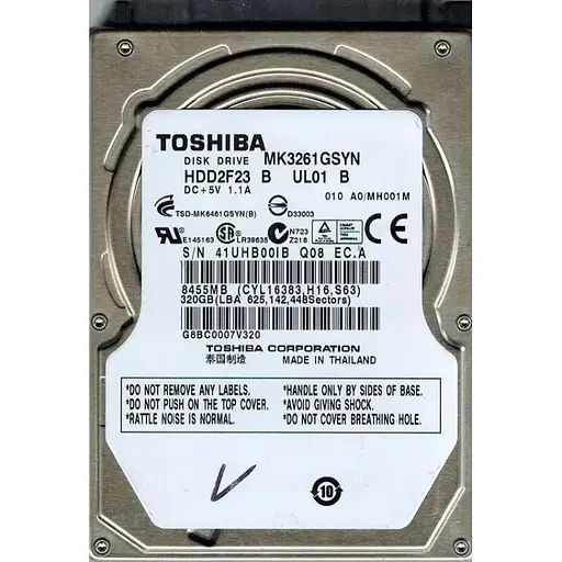 Жесткий диск 2.5 Toshiba 320Gb MK3261GSYN Б/У - фото 1