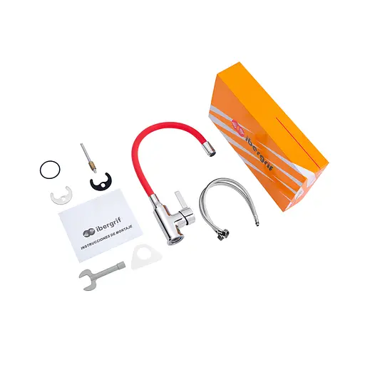 Смеситель для кухни с гибким изливом Ibergrif M22112-1 CV028493 Красный - фото 8