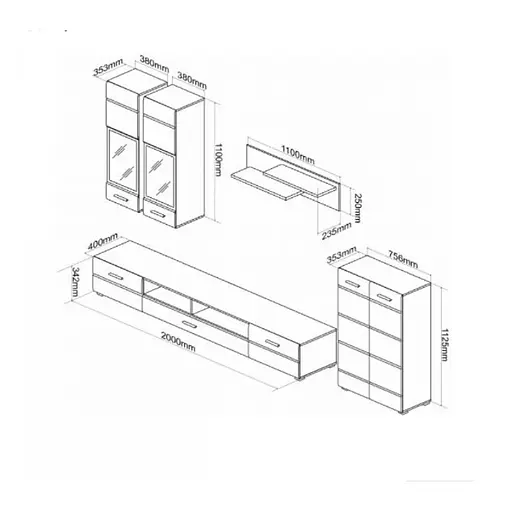 Модульная стенка для гостиной ВМК (БРВ) Арктика Нимфея альба + Белый глянец (GRB-1897) - фото 4