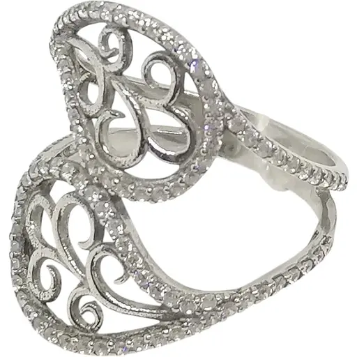 Серебряное кольцо Агни Объятие с фианитами. 1136/1Р-CZ 17