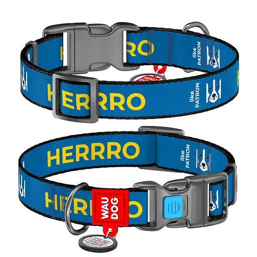 Ошейник для собак нейлоновый Waudog Nylon с QR-паспортом "Патрон" пластиковый фастекс S Ш 15 мм Д 25-35 см