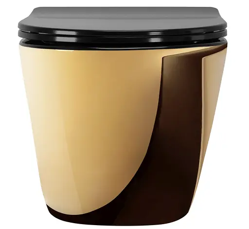 Подвесной унитаз Rea Carlo flat mini gold/black REA-C8990, Золотой - фото 2