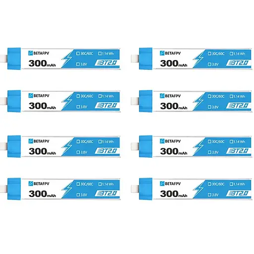 Акумулятори BetaFPV 1S 300 мАг 8 шт для Cetus та Meteor
