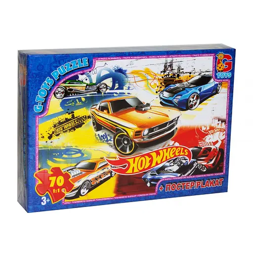 Пазлы G-Toys Hot Wheels, 70 элементов, FW704