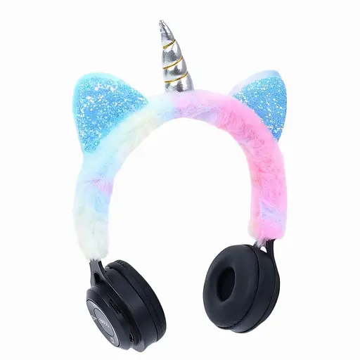 Наушники FG240430008Q, пластик, плюш, FM-радио, TF-слот, Bluetooth единорог с плюшевыми ушками разноцветные - фото 2