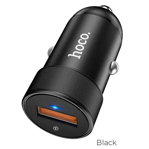 Адаптер автомобильный с подсветкой HOCO Z32A Compatible Super Fast Charge 1USB 4A QC3.0 18W черный - фото 2