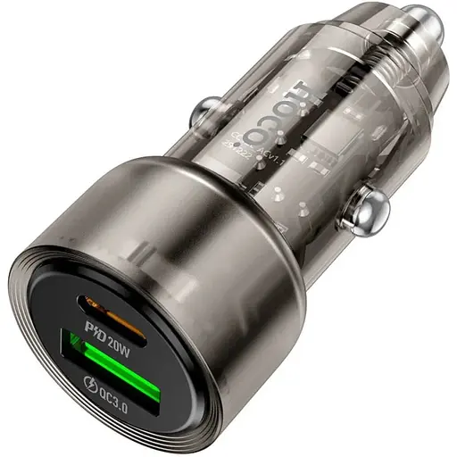 Автомобільний зарядний пристрій Hoco Z52 38Вт 2 x USB QC3.0 + PD чорний