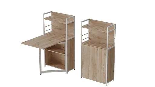 Стіл книжка з етажеркою Практик 1 Ferrum-decor 1200x640x990 Білий метал ДСП Дуб Сан-Марино 16 мм (FRD-104619)