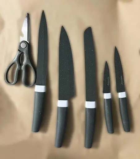 Набор ножей для кухни с подставкой Rainberg RB-8808 кухонные ножи и подставки черный - фото 4