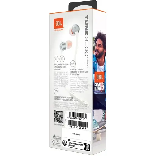 Гарнитура JBL Tune 310C USB-C White (JBLT310CWHT) (6995504) - фото 5