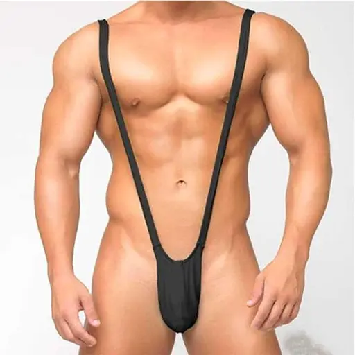 Чоловічі стрінги-комбінезон великого розміру біфлекс для вечірок M-L-XL чорні - фото 1